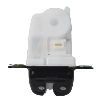 Nissan X-Trail boot lock actuator with white housing, black latch and mounting plate