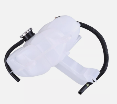 Jeep Grand Cherokee coolant reservoir with cap, attached hoses and moulded mounting points