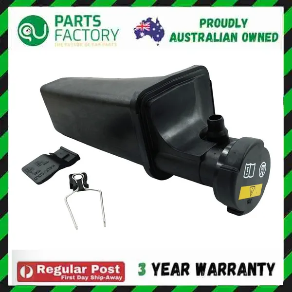 BMW E46 318i M43 coolant expansion tank and cap in the original Parts Factory Australia frame