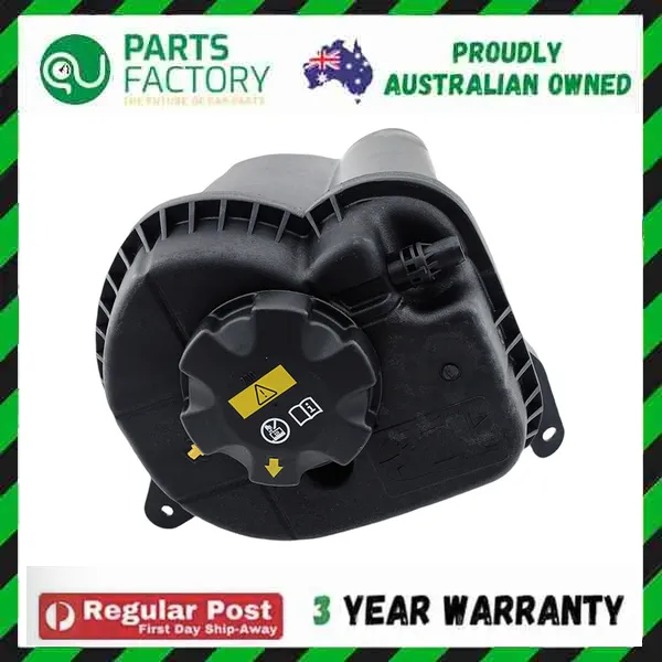 BMW X5 E70 coolant expansion tank with cap in the original Parts Factory Australia frame