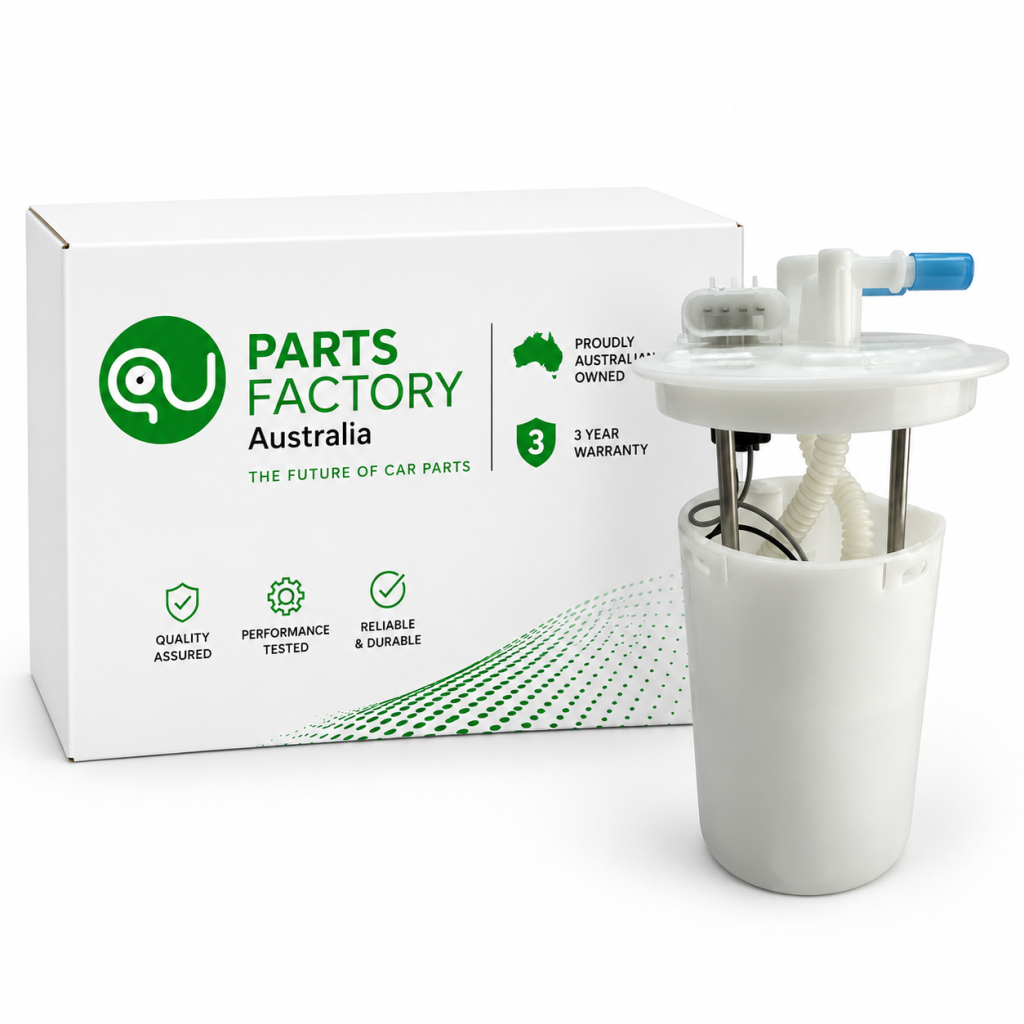 Ford Falcon fuel pump assembly beside Parts Factory Australia packaging