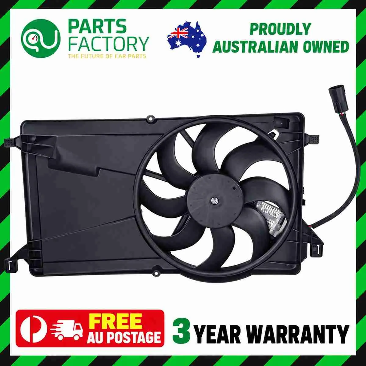 Ford Focus LS LT radiator fan reference photo in the Parts Factory Australia frame