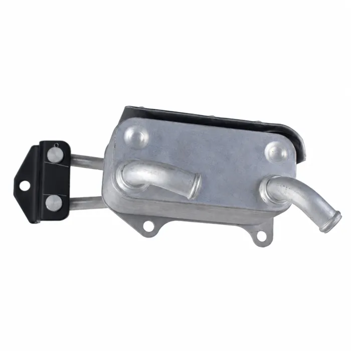 Ford Ranger PX transmission oil cooler, rear view showing two coolant spigots and mounting tabs