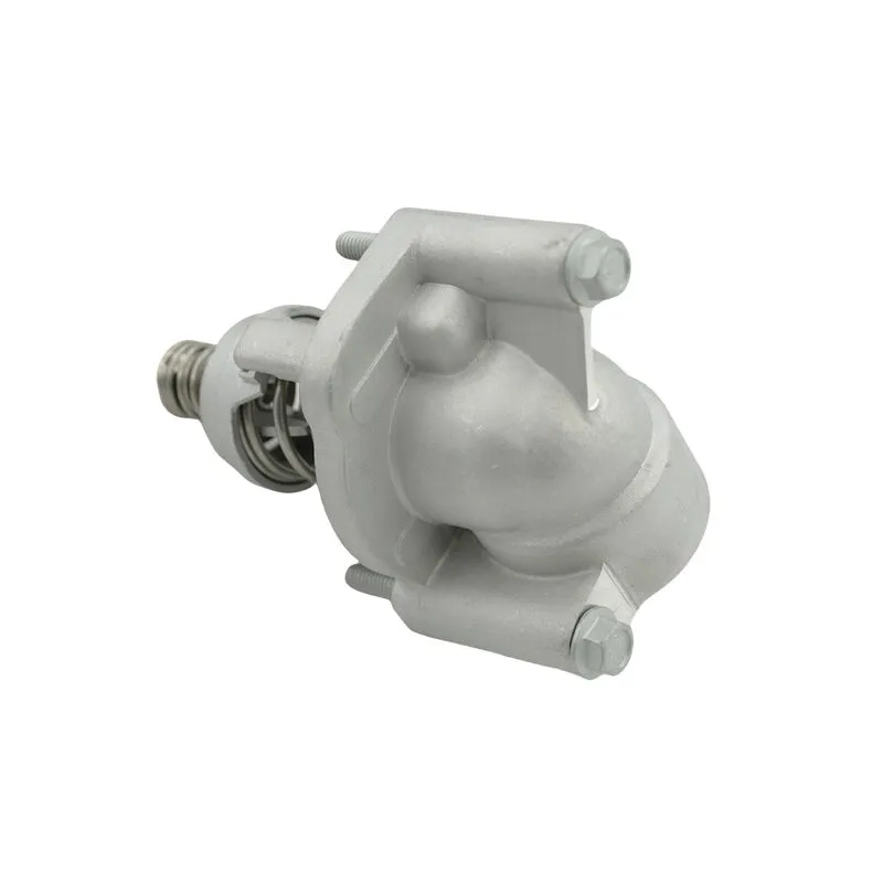 Holden Commodore ZB thermostat housing, rear view showing the cast housing and two-bolt mounting