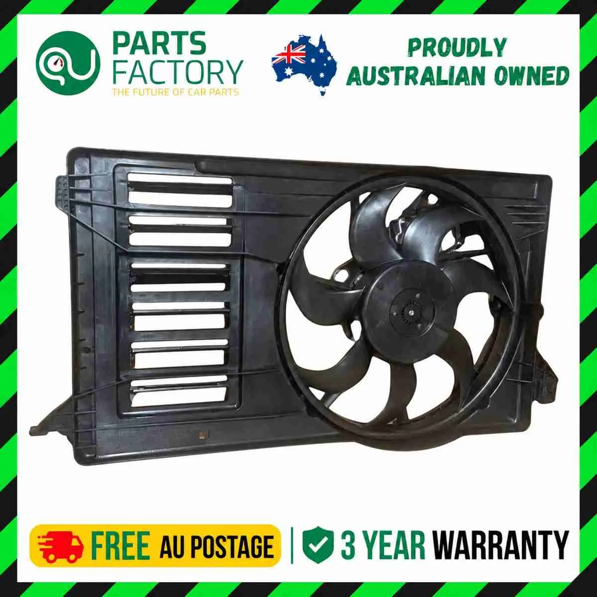 Mazda 3 BL radiator fan assembly reference photo in the Parts Factory Australia frame