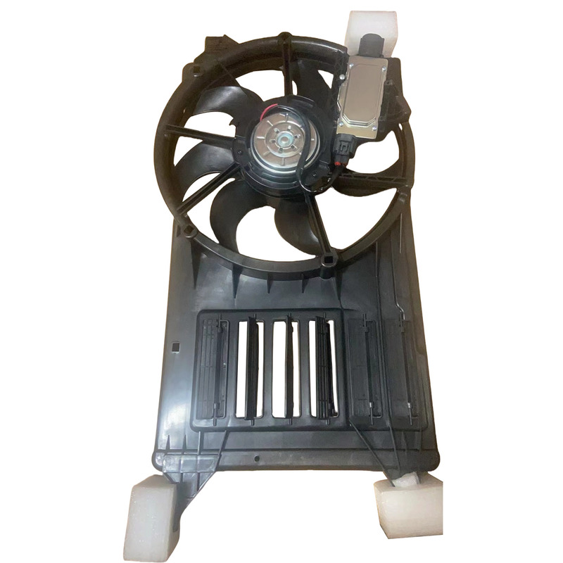 Mazda 3 BL radiator fan assembly, rear view showing the motor and control module