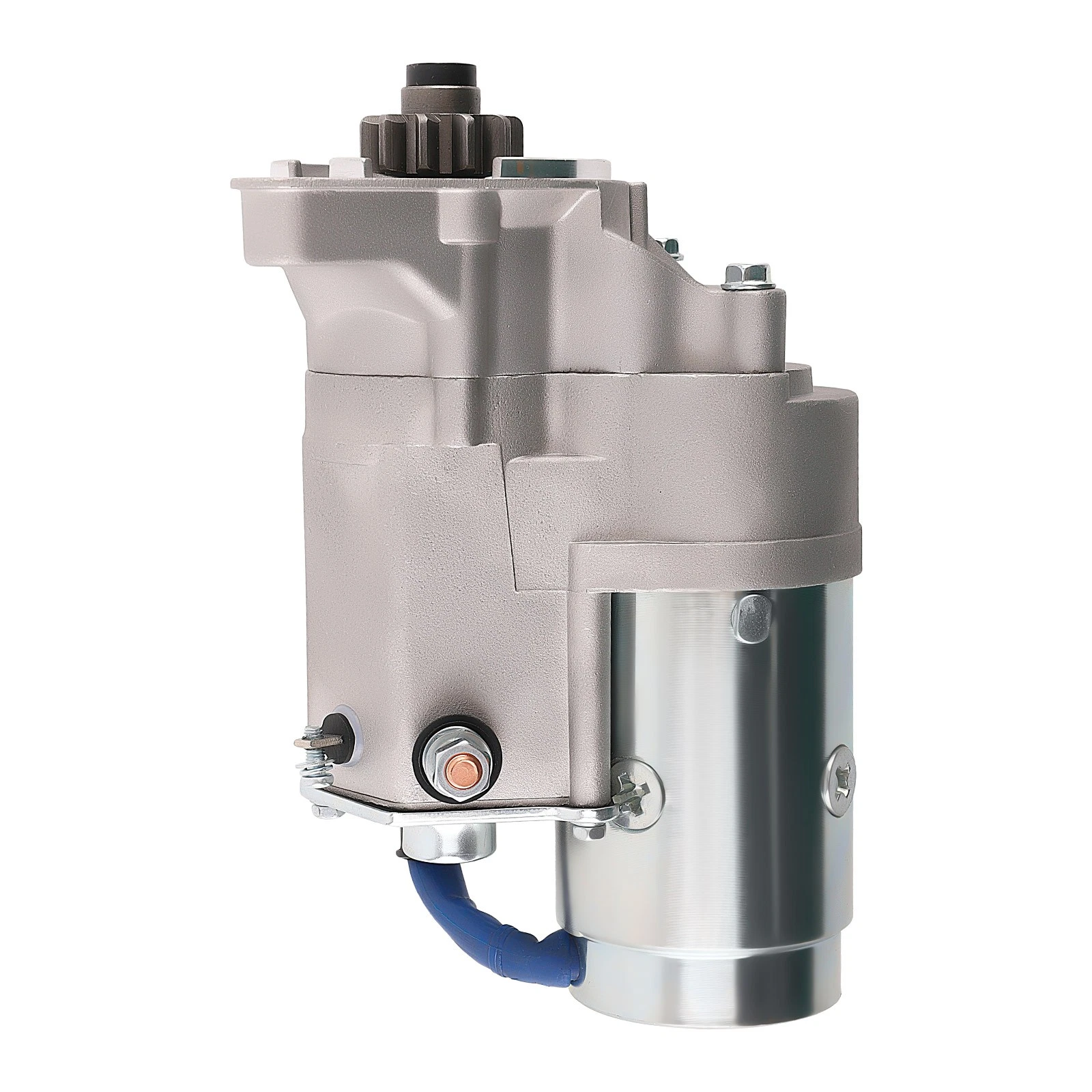 Toyota diesel starter motor side view showing the 11-tooth pinion and mounting flange