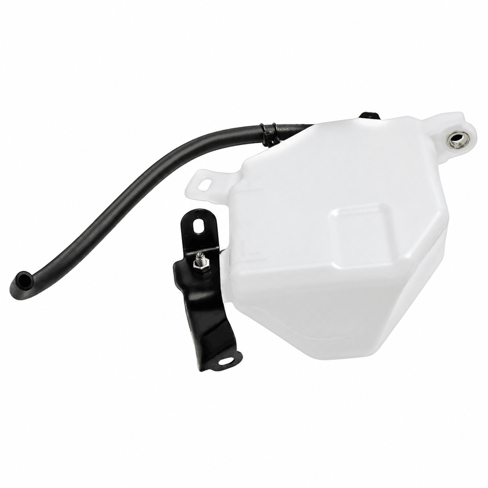 Toyota Camry ASV70 coolant overflow tank, rear view showing mounting ears and steel bracket