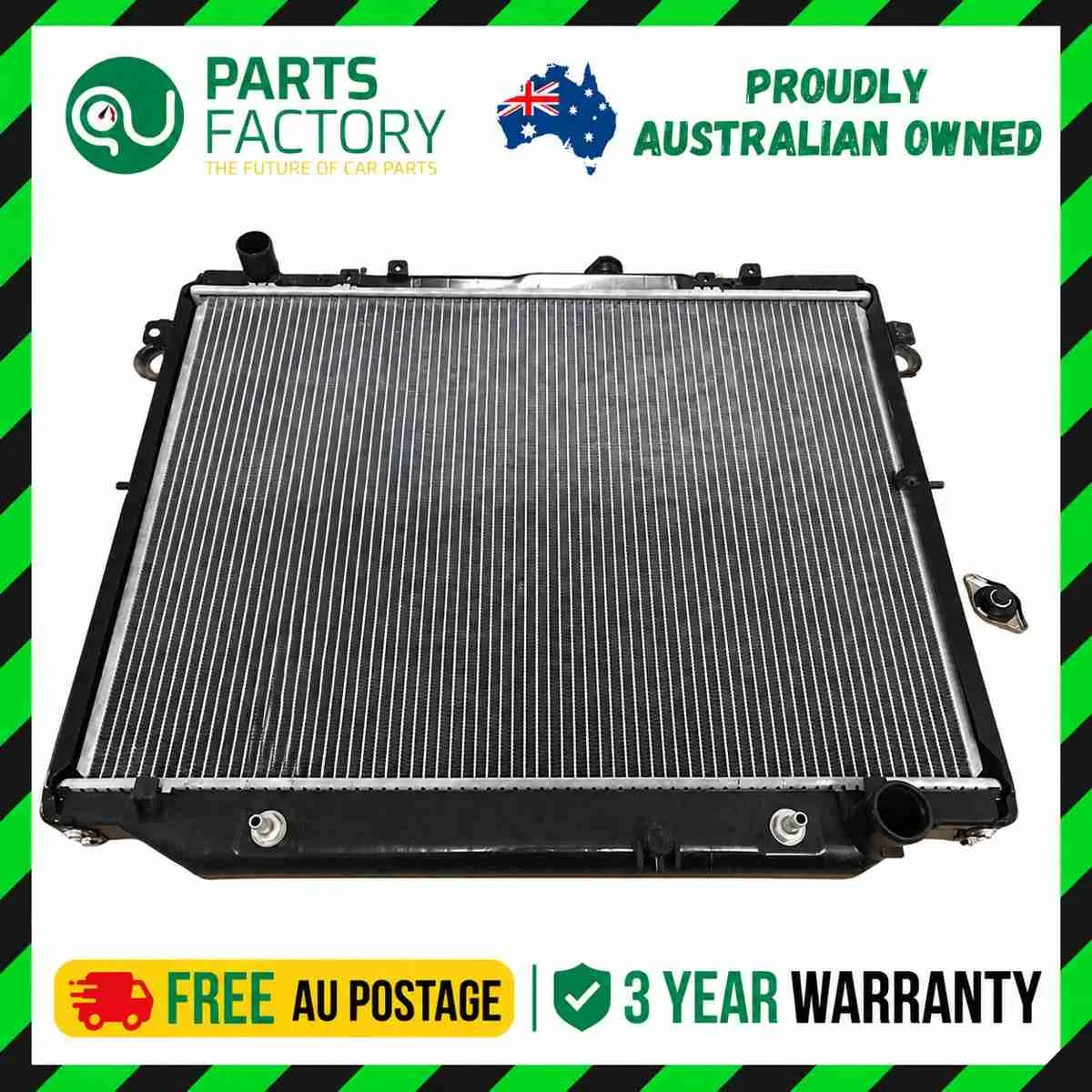 Toyota LandCruiser100 UZJ100 radiator reference photo in the Parts Factory Australia frame