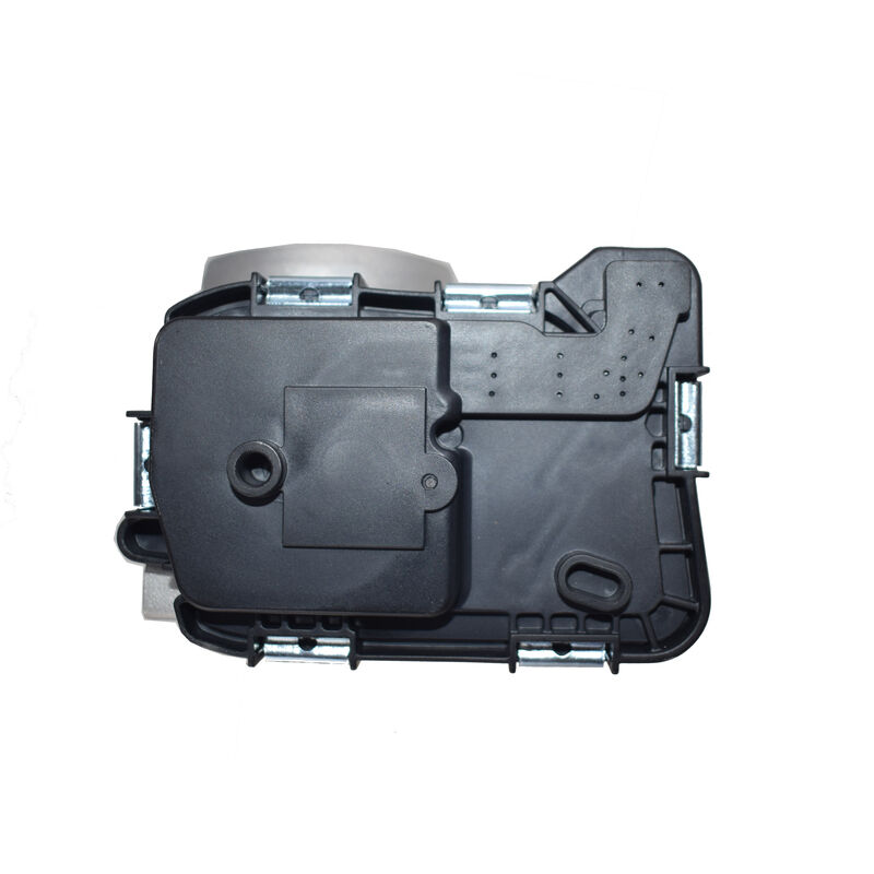 Volkswagen Golf MK6 throttle body, rear view showing black actuator cover and retaining clips